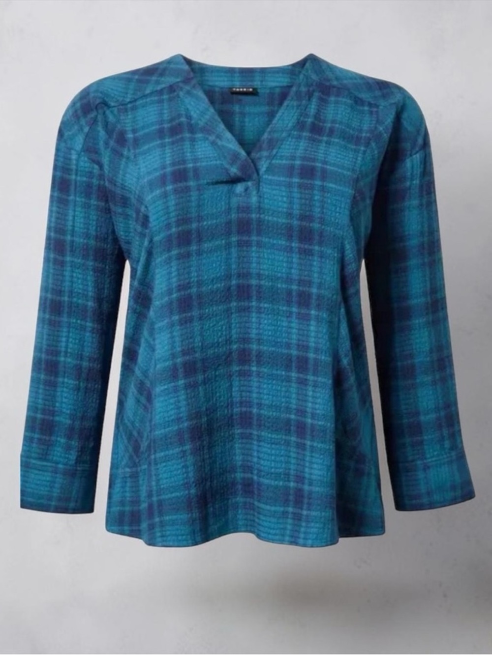 TORRID Crinkle Flannel Blue Plaid‎ Gauze Relaxed Tunic NWT Size 3X